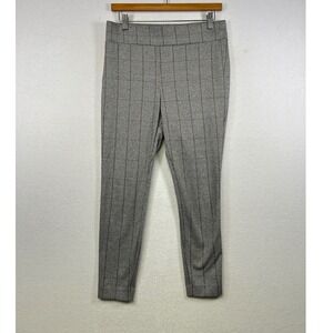 LOFT Petites Plaid Stretch Ankle Pants Women's Size MP Gray Brown‎ Straight Leg